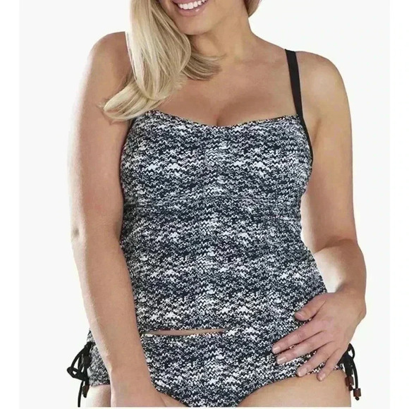 Curvy Kate Junior's Standard Diffuse Tankini, Black/White, 34E - Picture 1 of 2